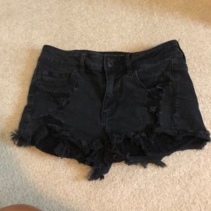 American Eagle ripped high rise black jean short